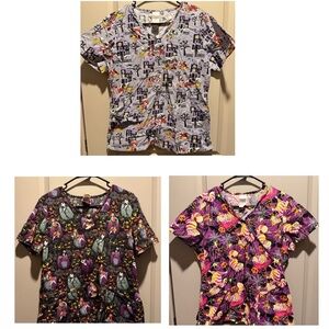 3 Disney Halloween Scrub shirts